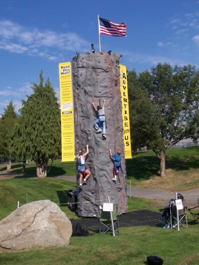 Three boys on the climbing wall